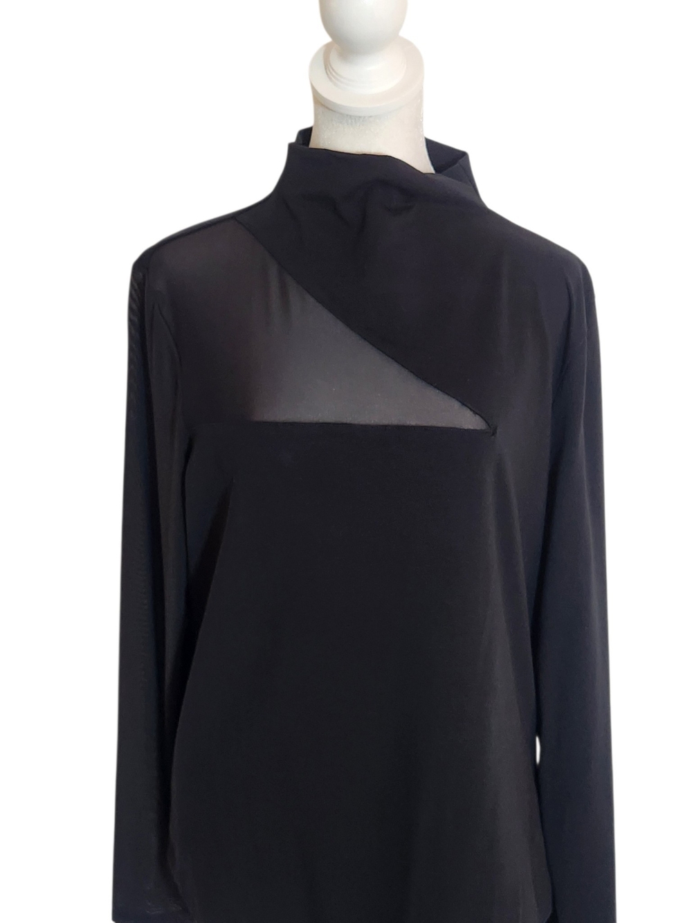 Express Black Sheer Mesh Long Sleeve Bodysuit Size XL